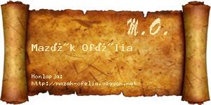 Mazák Ofélia névjegykártya